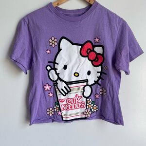 Hello Kitty x Cup Noodles Purple Women Short Sleeve Tee Shirt Sanrio‎ Small